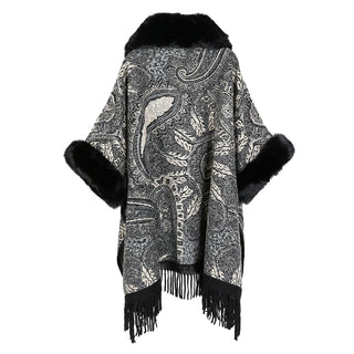 Black Paisley Pattern Poncho